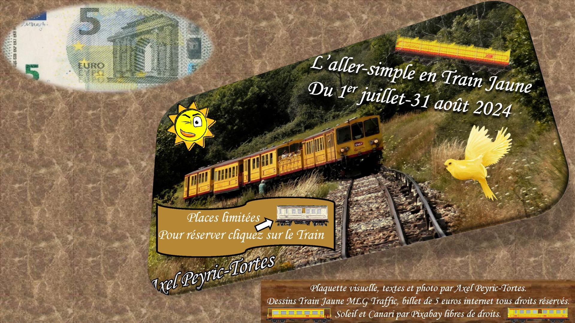 Plaquette promo 5 euros train jaune ete 2024